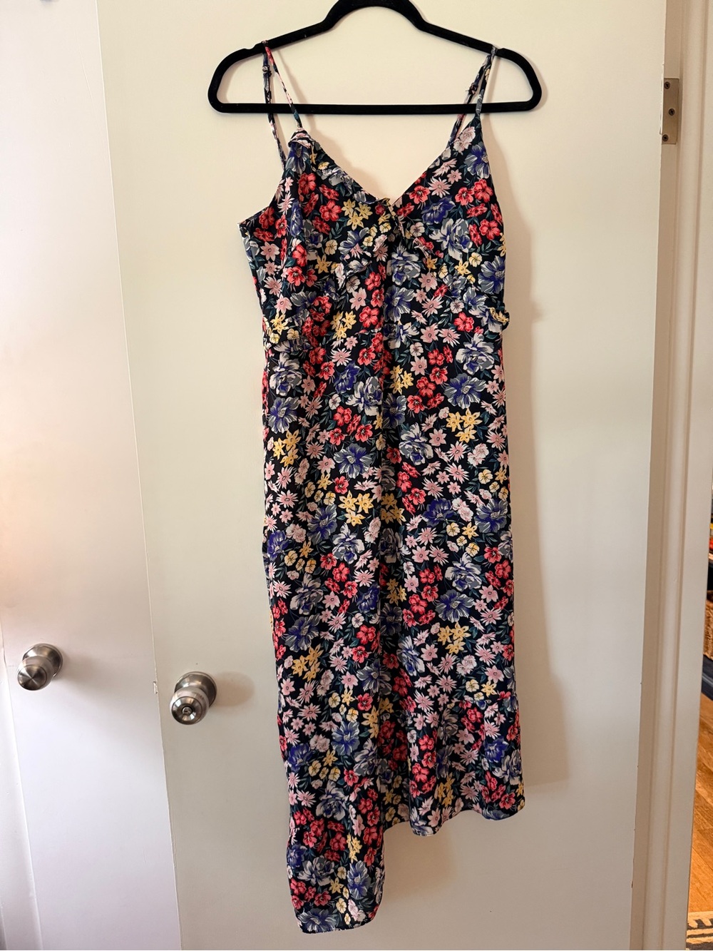Miss Selfridge Navy Floral Slip Dress with Pink & Yellow Blooms